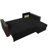 Угловой диван Валенсия Лайт (велюр чёрный) - Изображение 1
